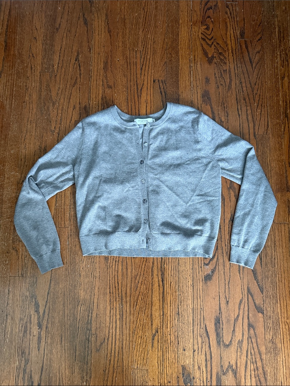 Heather Gray Button-Front Crew Cardigan
